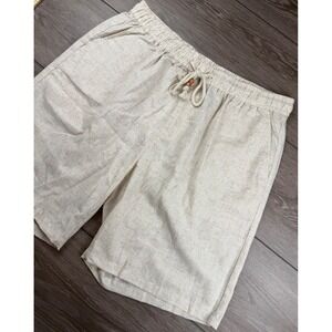 COOFANDY Mens Linen Blend Drawstring Casual Shorts Beige XL New